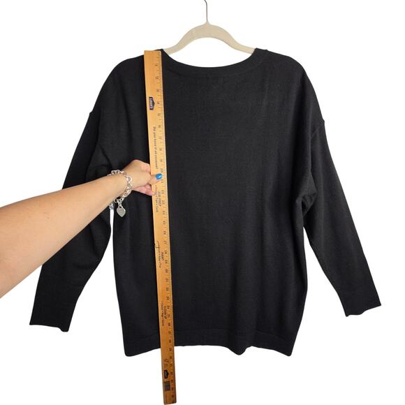 C Wonder SzL NWT Mixed media black Floral soft flowy Pullover Top Sweater Office - Picture 3 of 13